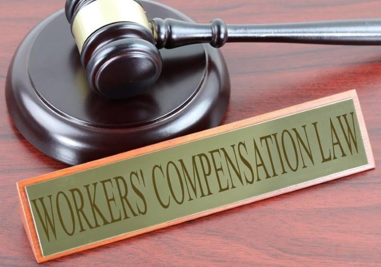 workers comp law sign with gavel