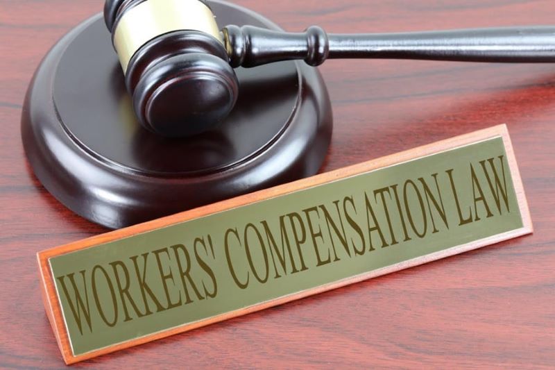 workers comp law sign with gavel