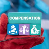 Concept of worker compensation. Injury accident industrial employee compensations.